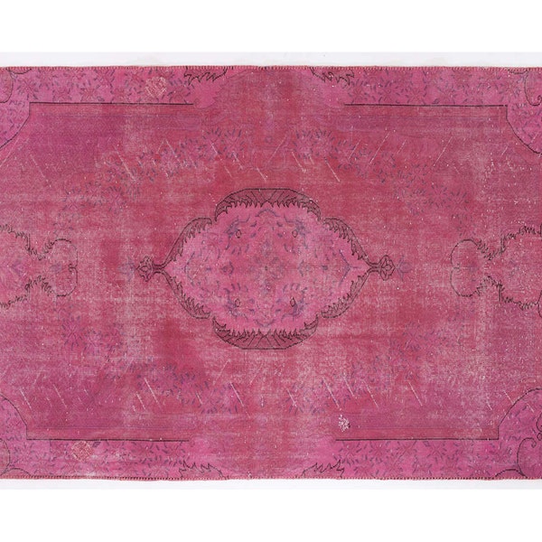 9,3x5,9 ft    283x180 cm   Vintage PINK handmade faded-distressed overdyed rug Free shipping (3395)