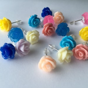 rose earrings resin earrings flower earrings rose studs rose jewelry resin rose earrings bridesmaid earrings valentine's day image 2