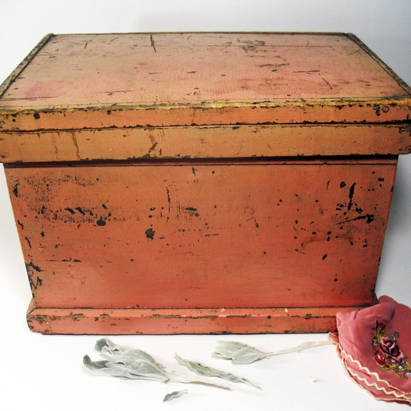 Salmon Box, Small Chest, Early Country Piece, Storage, Home Decor, Furniture, Wood, Antique