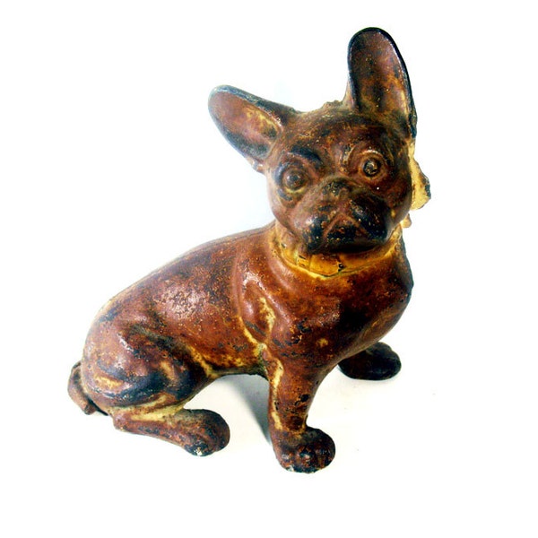 French Bulldog, Cast Iron, Hubley #304, Early 20th century, Vintage Antique Collectible Dog Figurine