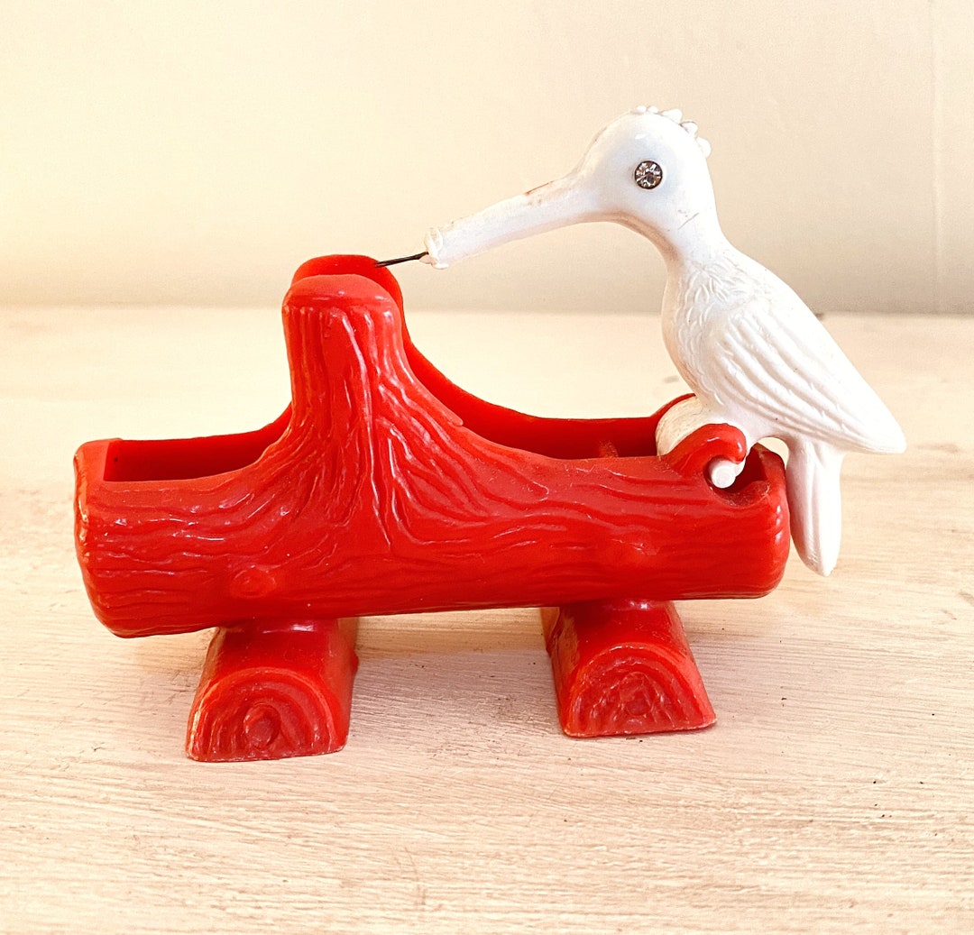 Vintage Novelty Toothpick Holder Dispenser Bird Stork on Log Etsy