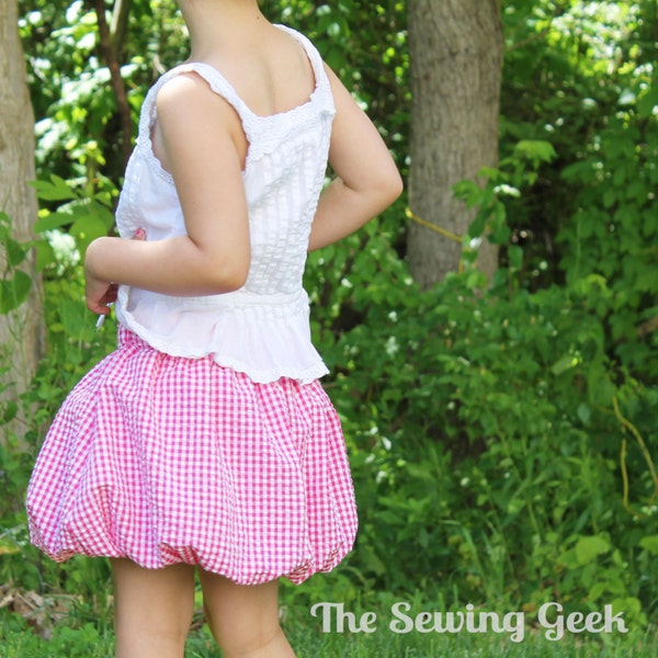 Patrón de costura PDF de falda burbuja para niña. Patrón de costura de niña. Patrón de costura para niños pequeños. Patrón de costura para bebés. Tallas 3 meses a 6 años.