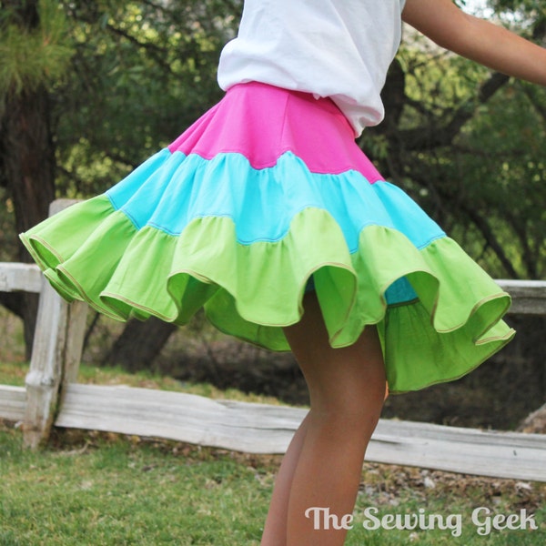 Twirly Skorts Sewing Pattern - Girl's Skort Pattern PDF. GirlsTwirl Skirt. Toddler Pattern. Kid's Clothing Sizes 3 months - 14 years