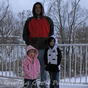 Bequemer Hoodie / Zip Up Jacke PDF Muster Bundle. PDF-Muster für Männer, Jungen und Mädchen. Baby Hoodie Muster. Größen 3 Monate - Herren 3XL