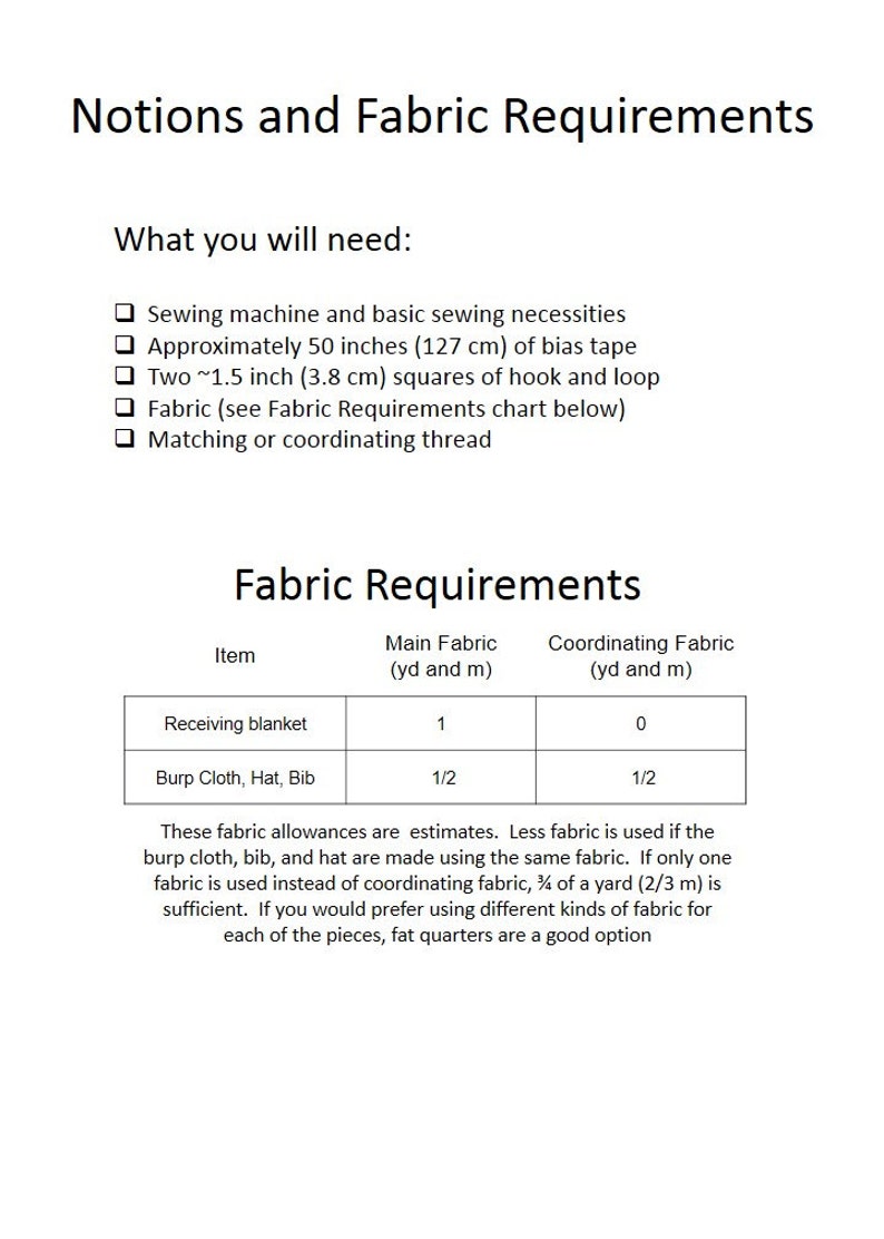 New Baby Gift Set PDF Sewing Pattern. Receiving Blanket, Bib, Burp Cloth, Hat Gift Set. Baby Sewing Pattern. Easy Pattern. Size Newborn image 5