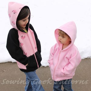 Children&#39;s Comfy Hoodie / Zip Up Jacket PDF Pattern. Unisex Sewing Pattern. Toddler Pattern. Baby Pattern. Sizes 3 months - 14