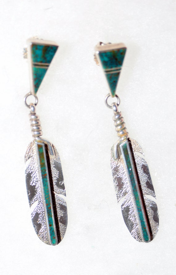 Sterling American Indian Feather Earrings