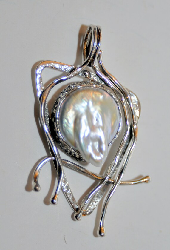 Sterling Silver Blister Pearl Pendant