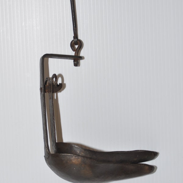 Early American hanging Lard Lamp