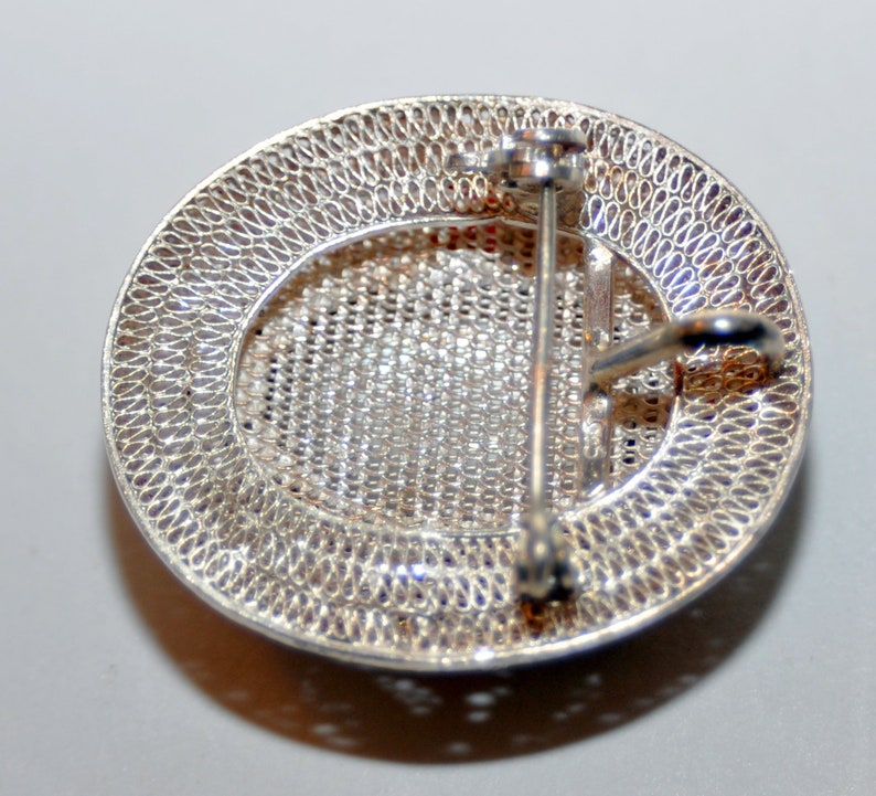 Sterling Silver Pearl Enamel PendantPin
