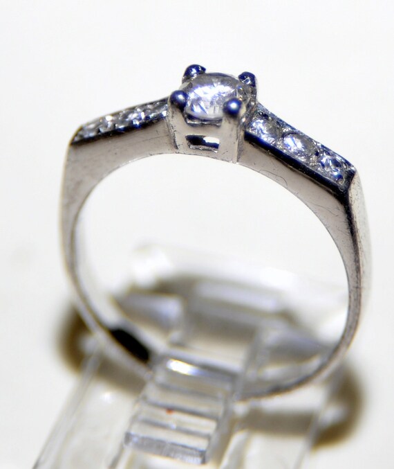 Vintage Sterling Ring - Faux Diamond - image 1