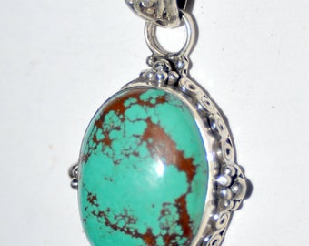 Oval Sterling Silver Turquoise Pendant