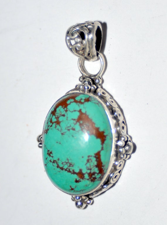 Oval Sterling Silver Turquoise Pendant