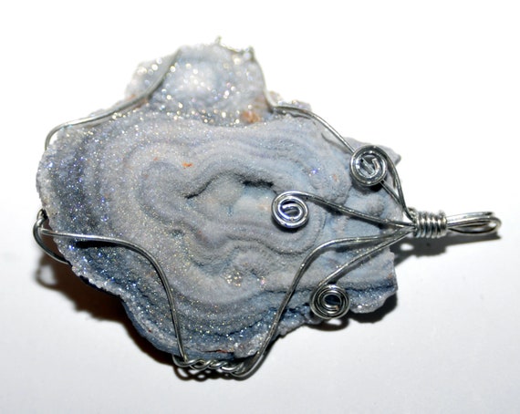 Druzy Banded Agate Pendant - image 2