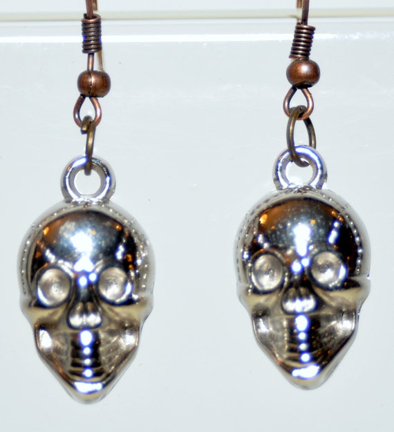 Skull Earrings -  Silver Tone