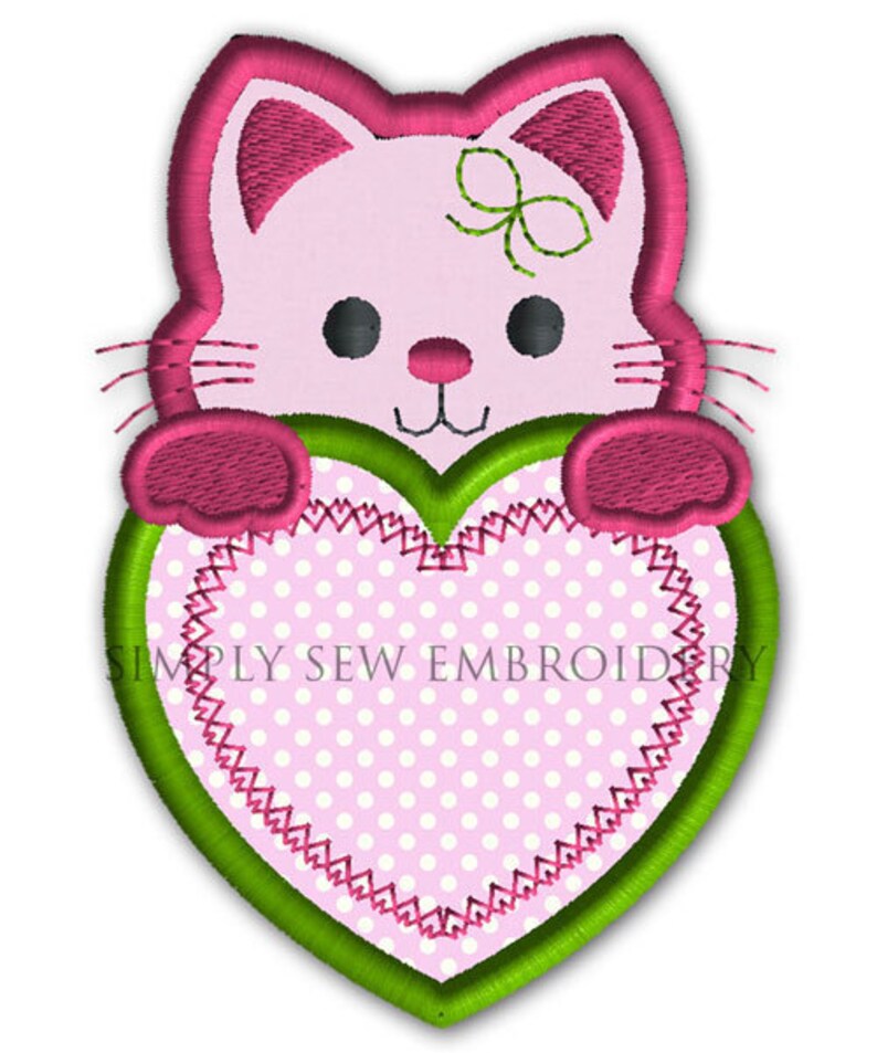 Cat in heart applique machine embroidery design no 04  etsy Cat in heart applique machine embroidery design no 04  etsy