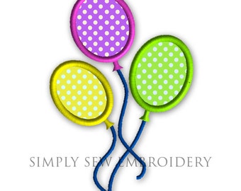 Birthday Balloons -- Girl or Boy Embroidery Design Machine Applique No. 038
