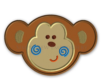 Boy Monkey Applique Machine Embroidery Design No.047