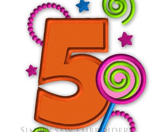 Happy Birthday Celebration SET -- 5 and 6 -- Girl Embroidery Design Machine Applique No. 0101