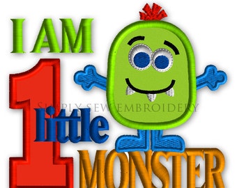 One Little Monster -- Girl or Boy Embroidery Design Machine Applique No. 068