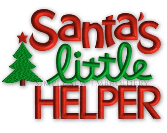 Santa's Little Helper with Christmas Tree Machine Embroidery Design -- Three Sizes -- No. C07