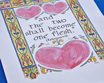 Ephesians 5:31 Art Print// 10 X 14 Wall Art for Wedding// Customized Wedding Date Print//Wedding Print