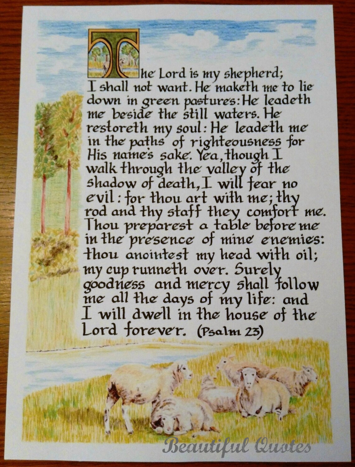 The Twentythird Psalm Art Print/psalm 23 Print/the Lord is My Etsy