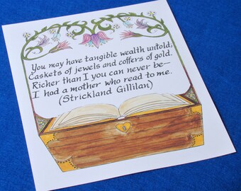 Reading Quote Art Print, Mother's Gift (8 x 10)