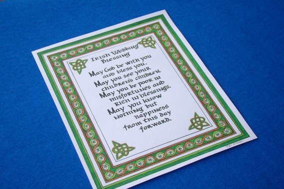 Wedding Card Greeting Card Irish Wedding Blessing Card Etsy