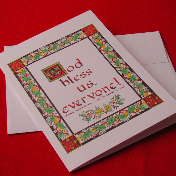 God Bless Us Everyone Christmas Card/Tiny Tim Quote Card/ Christmas Card