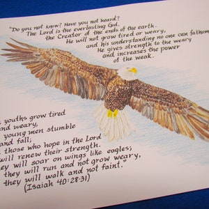 Wings Like Eagles/Isaiah 40:28-31 Quote Art Print/Soaring Eagle Print/11x14 Art Print/Biblical Quote