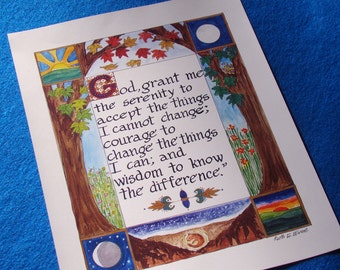 Serenity Prayer Art Print | Colorful Traditional Quote (8 1/2 X 11)