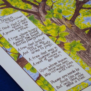 Poema de árboles Impresión de arte / Árboles de Joyce Kilmer art / 11 x 14 Wall Art / Nature Print