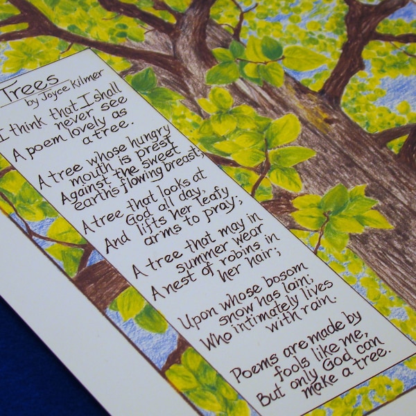 Trees poem Art Print/ Trees by Joyce Kilmer art/ 11 x 14 Wall Art/ Nature Print