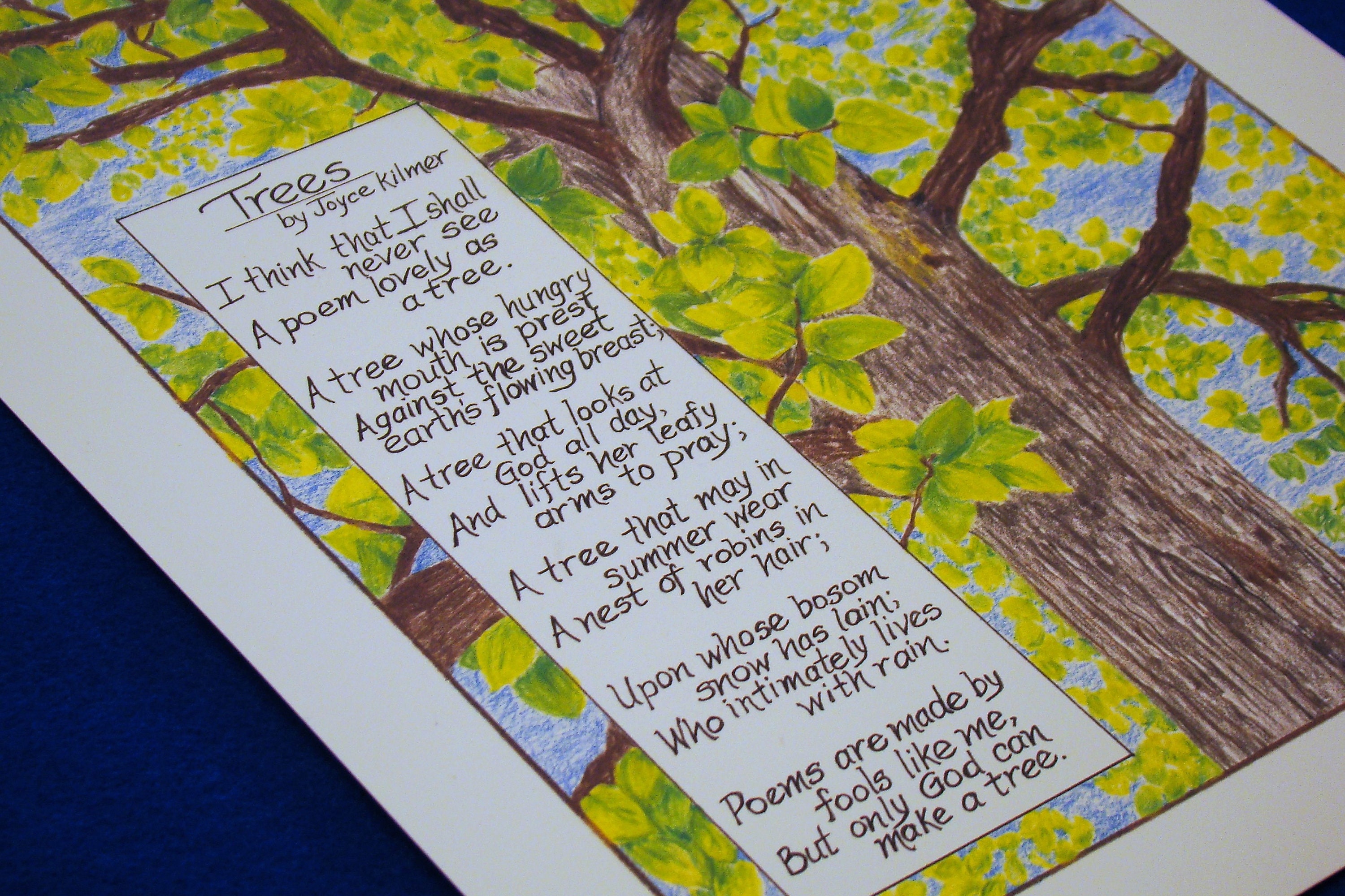 Trees Poem Art Print/ Trees by Joyce Kilmer Art/ 11 X 14 Wall  Etsy
