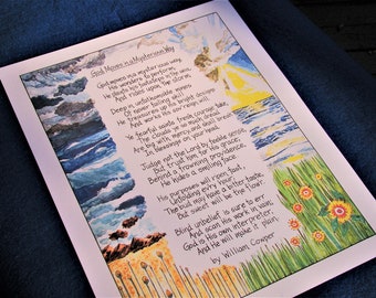 William Cowper Poem Art Print: "God Moves in a Mysterious Way" (11x14)