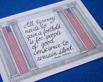 Thomas Jefferson Quote/Patriotic Art /8 1/2 x 11 Art Print