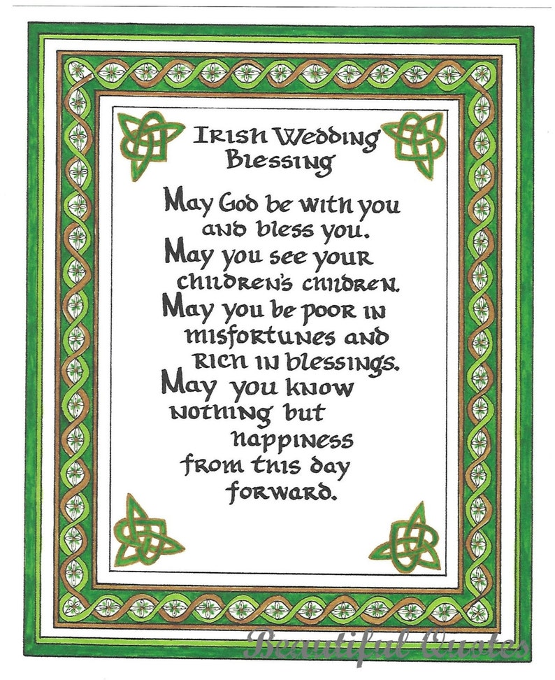 Irish Wedding Blessing Art Print Wedding Blessing 8x10 Art Etsy