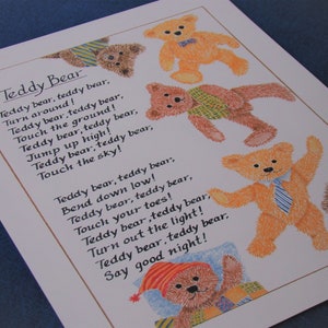 Teddy Bear, Teddy Bear/ Children&#39;s Poem Print/11 x 14 print/Teddy Bear print