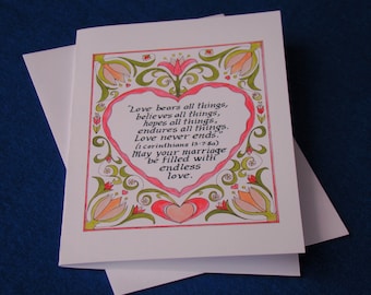 Wedding Card/ 1 Corinthians 13 Card/ 5 x 7 Greeting card