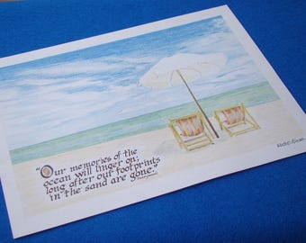 Beach Memories Art Print: Seaside Quote, 11x14 Wall Decor