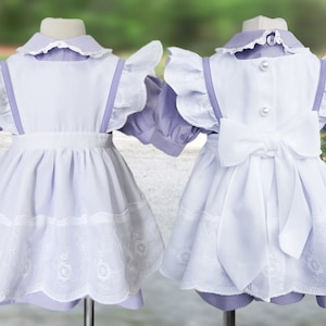 Baby and Toddler Pinafore and Dress Set, Girls Dress Sizes 1, 2, 3, 4, Baby Bloomers