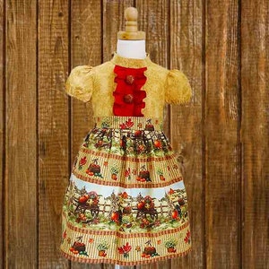 Girls Fall Dress Size 1, 2, 3, 4, Pumpkin Dress, Childs Autumn Dress, Girls Thanksgiving Dress, Fall Dress for Girl