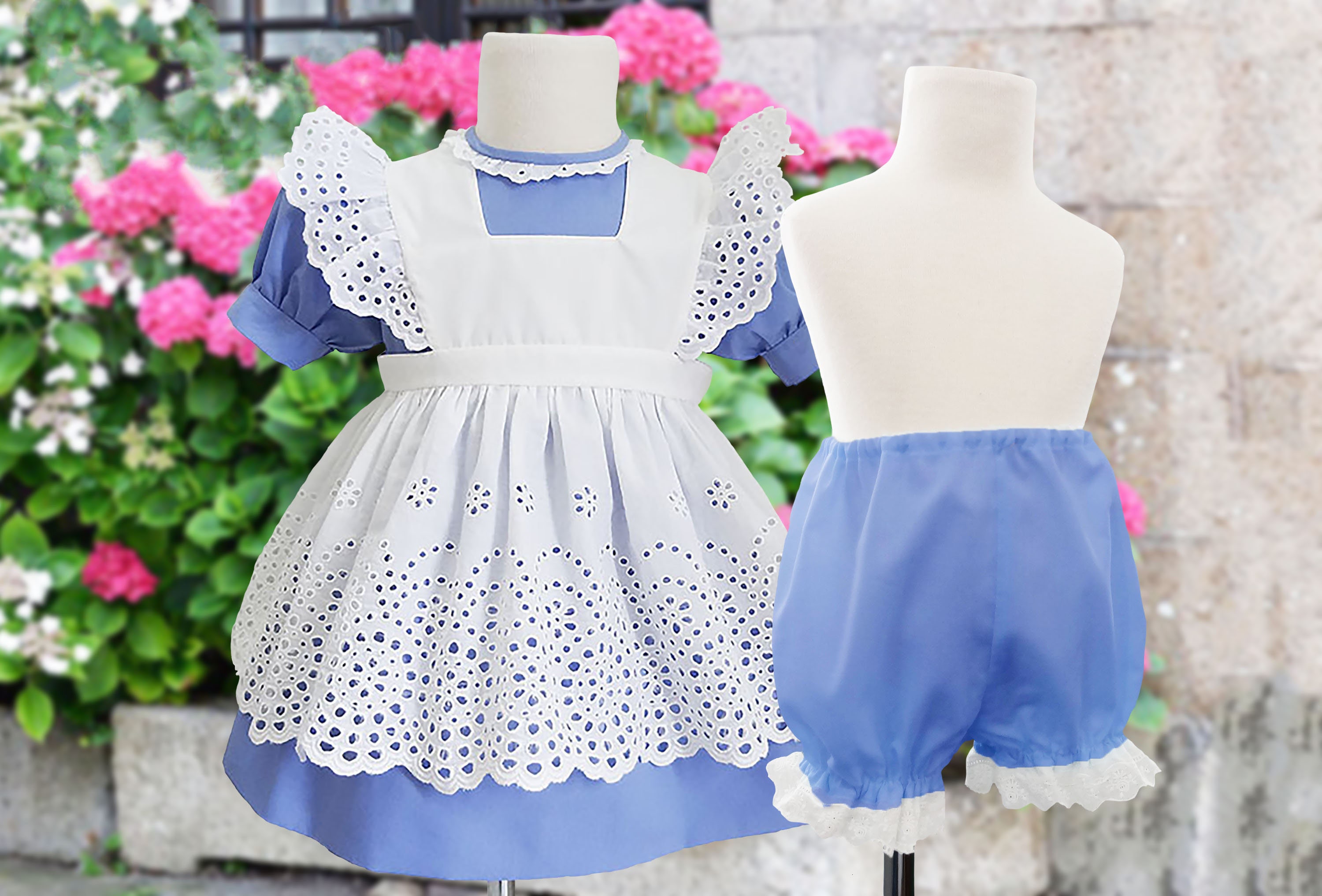 Baby Pinafore, Toddler Dress, Child Bloomers, Size 1, 2, 3, 4, Baby Pinafore and Dress, Infant Pinafore and Dress