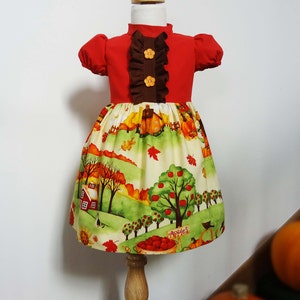 Pumpkin Dress Size 1, 2, 3, 4, Apple Dress, Girl Fall Dress, Autumn Dress, Thanksgiving Dress