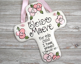 Baby Porcelain Cross Wall Hanging With Girl by Precious Moments
