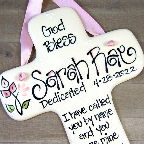 Personalized Baby Dedication Gifts for Girls // Personalized Dedication Cross 'I Have Called You By Name and You are Mine' Isaiah 43:1