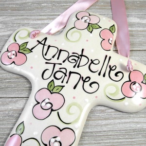 Personalized Baby Cross in Pink for Girls // Baptism Gifts image 2