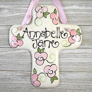 Personalized Baby Cross in Pink for Girls // Baptism Gifts