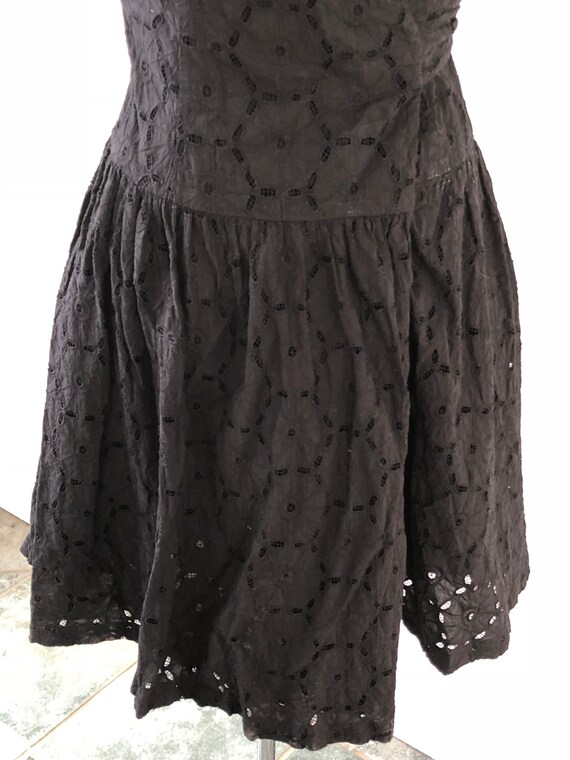 Vintage Black Wrap Cotton Eyelet Dress - image 3